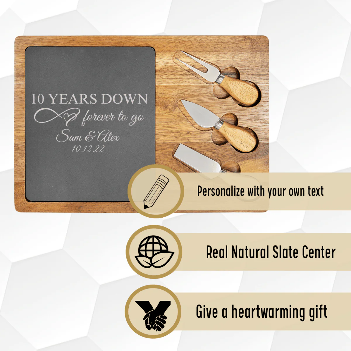 10 Years Down Wood Slate Serving Tray - Image 4