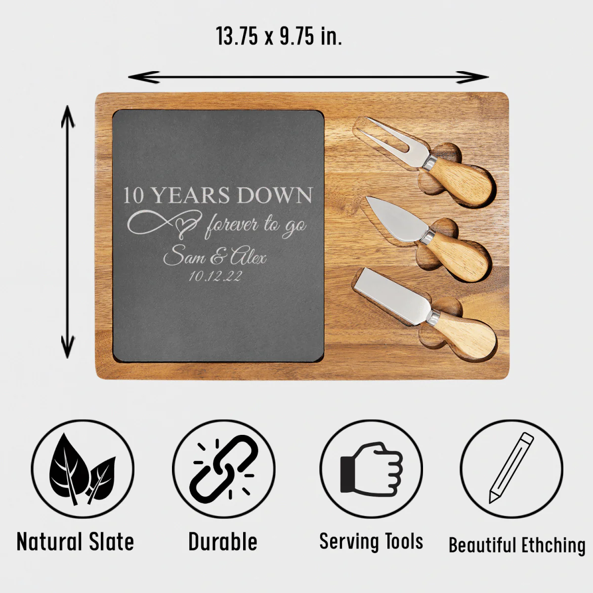 10 Years Down Wood Slate Serving Tray - Image 5