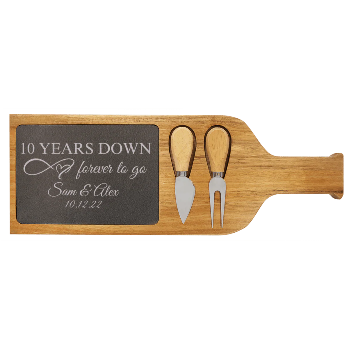 10 Years Down Wood Slate Serving Tray With Handle - Image 7