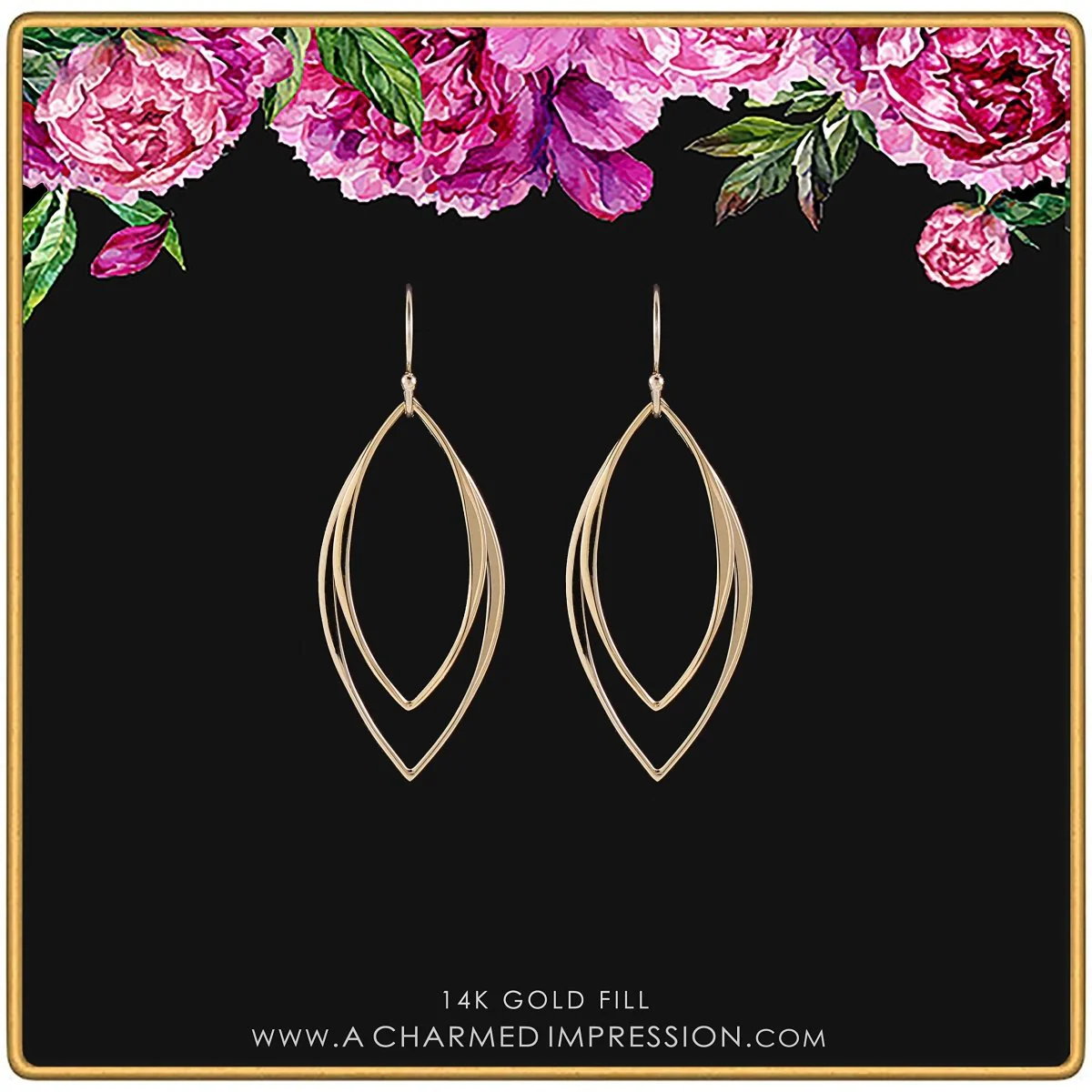 14k Gold Minimalist Marquise Earrings