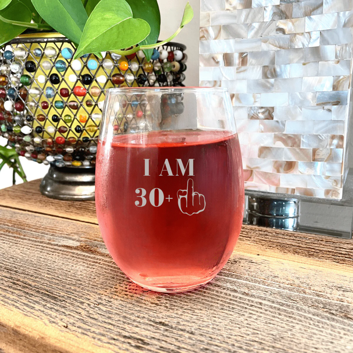 30s Birthday Stemless Wine Glass