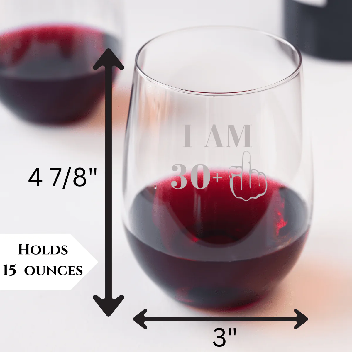 30s Birthday Stemless Wine Glass - Image 4