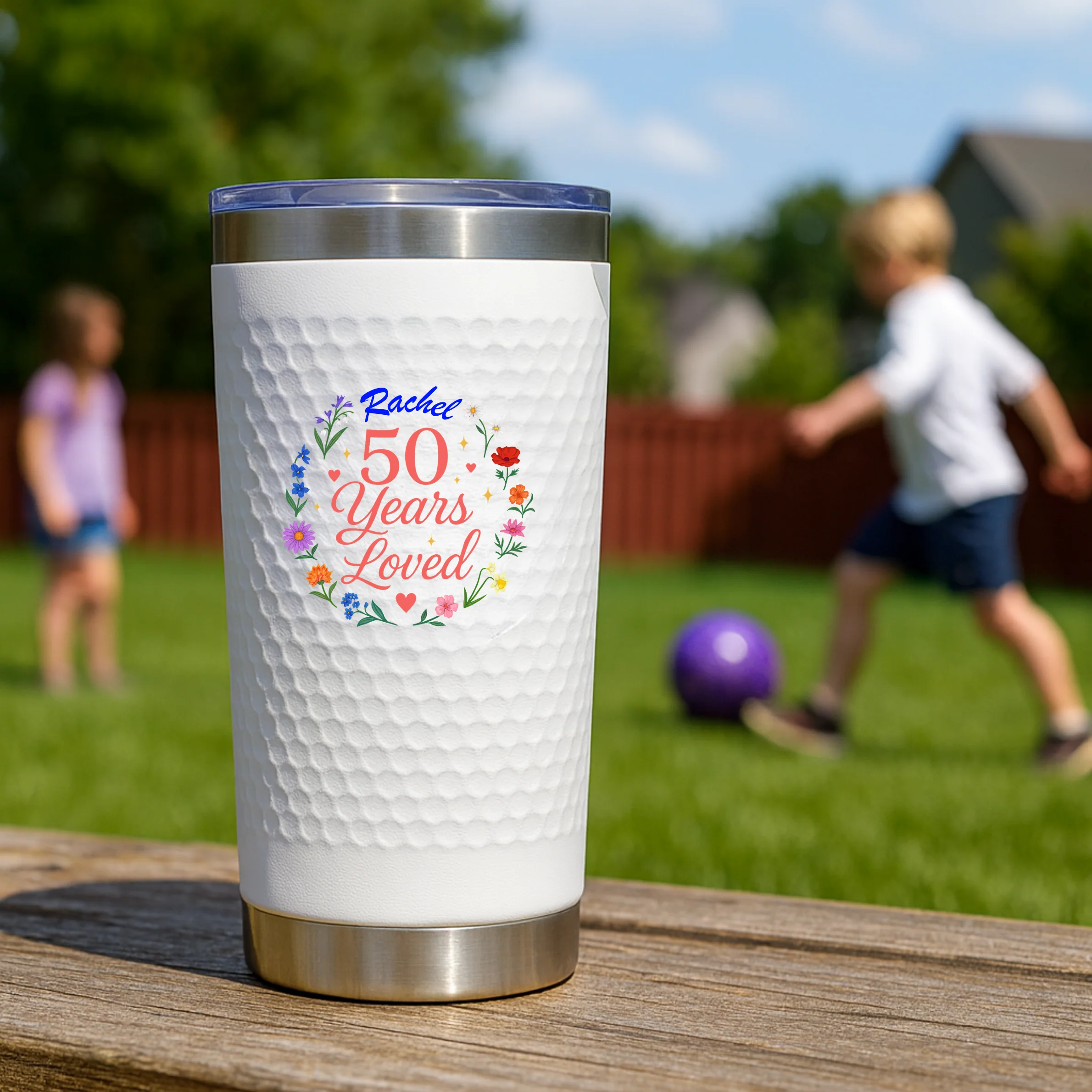 50th Birthday Floral Tumbler - Image 3