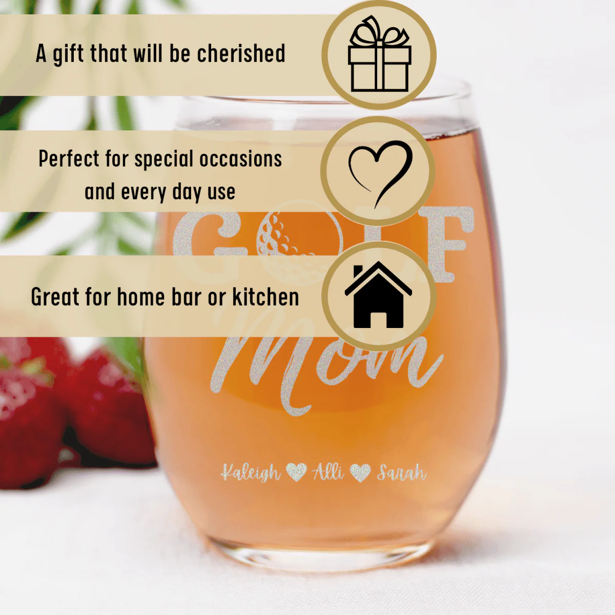 Best Golf Mom Stemless Wine Glass - Image 3