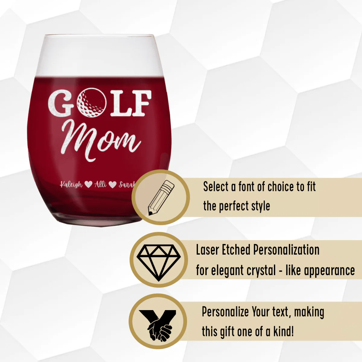 Best Golf Mom Stemless Wine Glass - Image 4