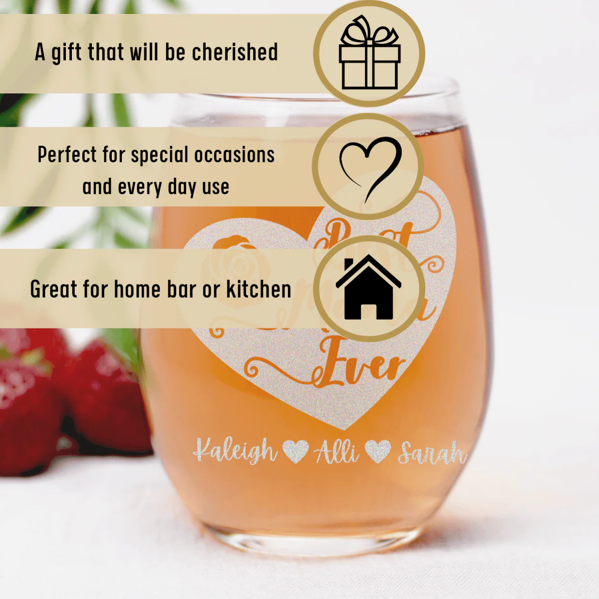 Best Mama Ever Stemless Wine Glass - Image 3