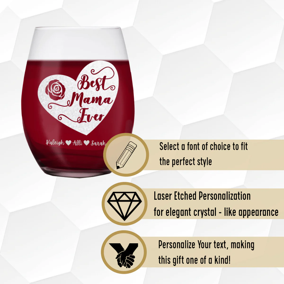 Best Mama Ever Stemless Wine Glass - Image 4
