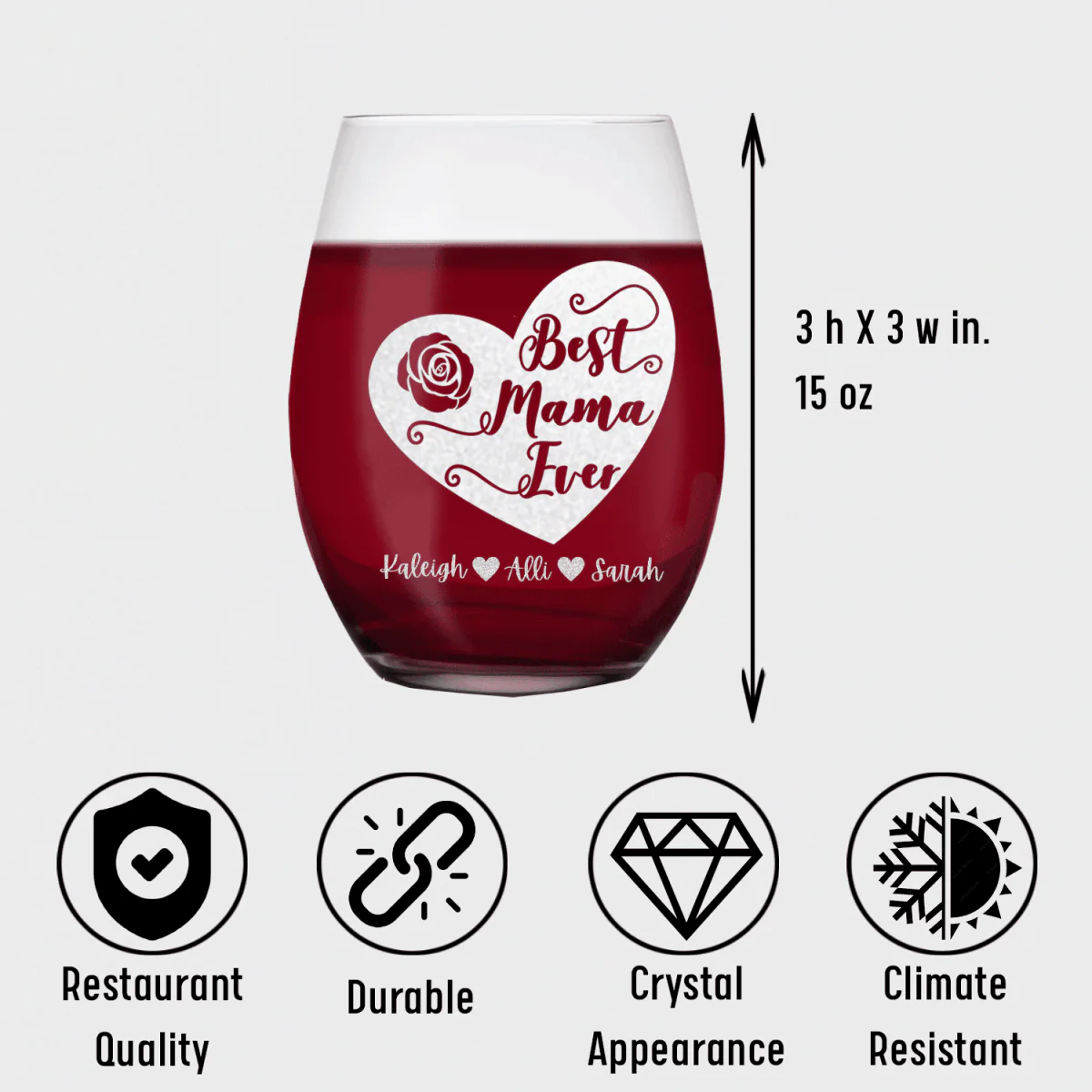 Best Mama Ever Stemless Wine Glass - Image 5