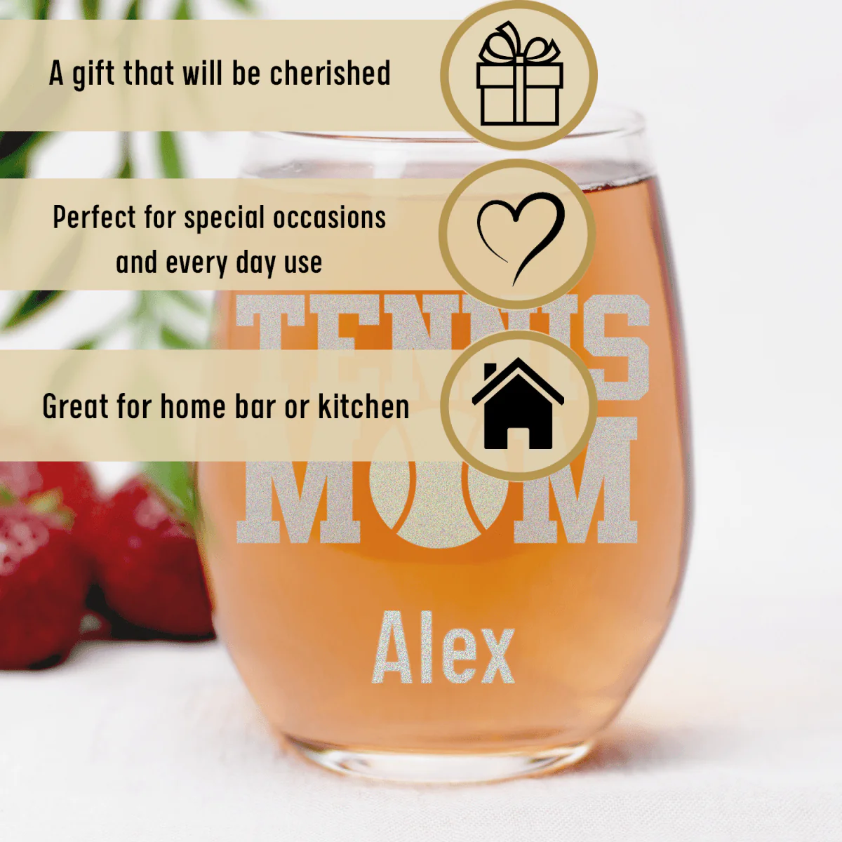 Best Tennis Mom Stemless Wine Glass - Image 3