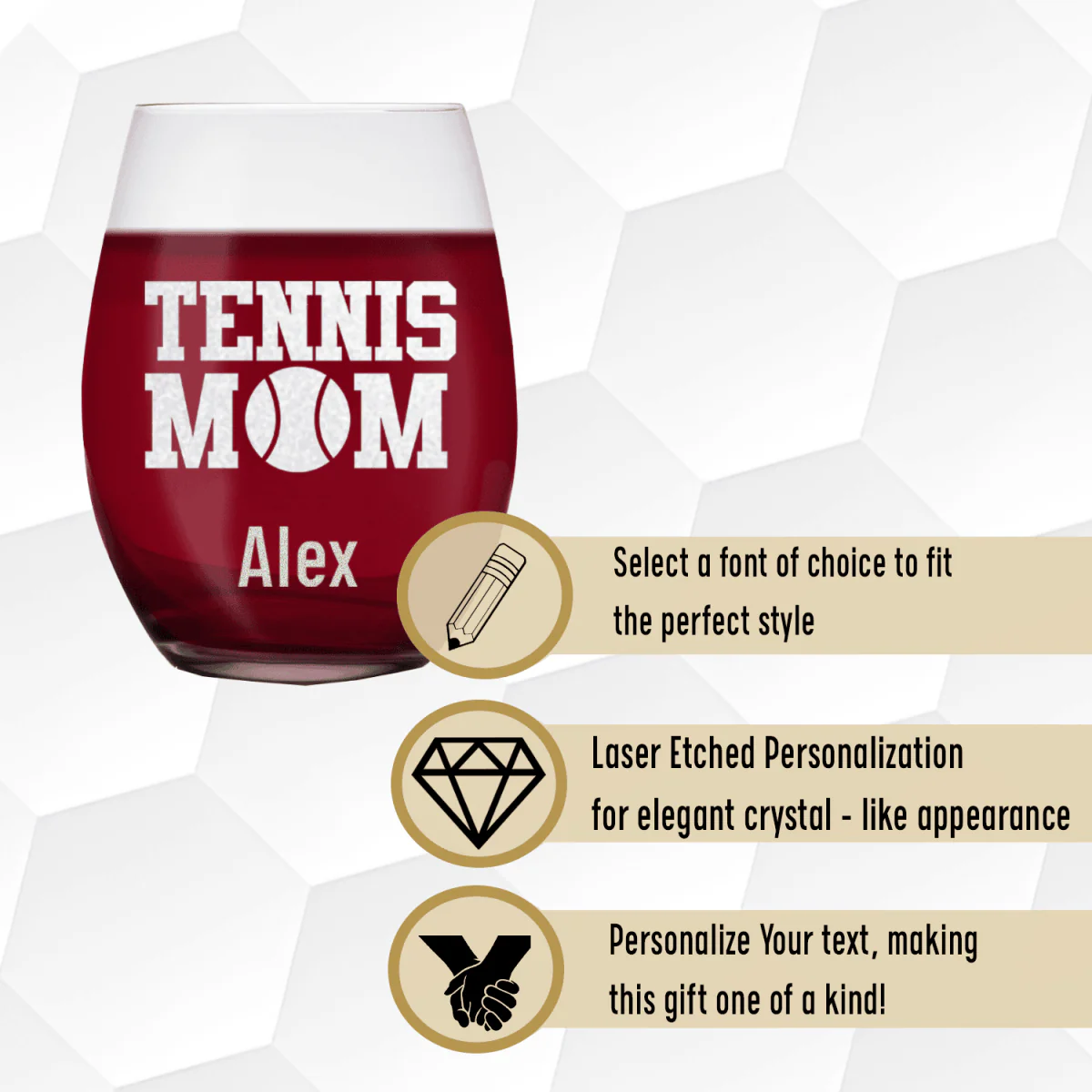 Best Tennis Mom Stemless Wine Glass - Image 4