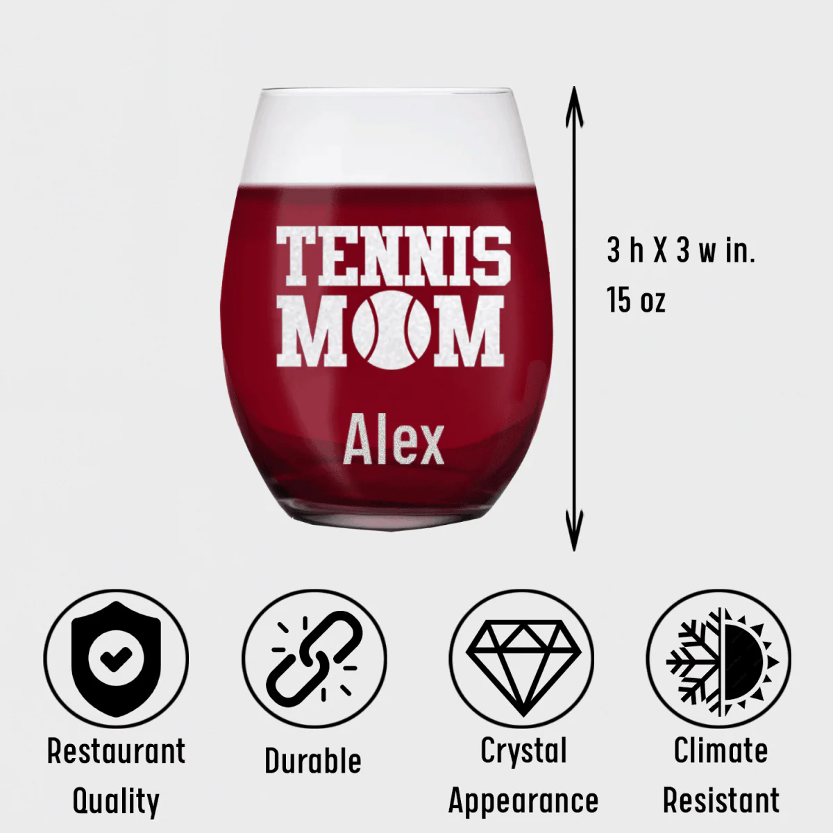 Best Tennis Mom Stemless Wine Glass - Image 5