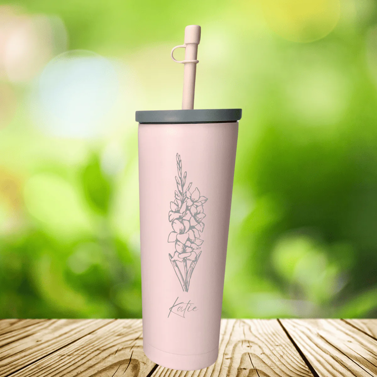 Birth Flower Bliss Skinny Tumbler - Image 5