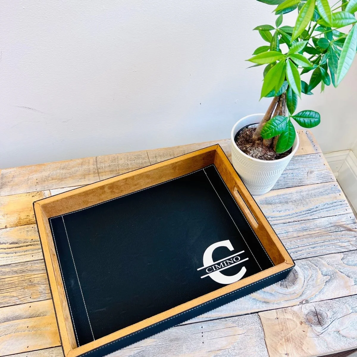 Black Leather Serving Tray - Image 3