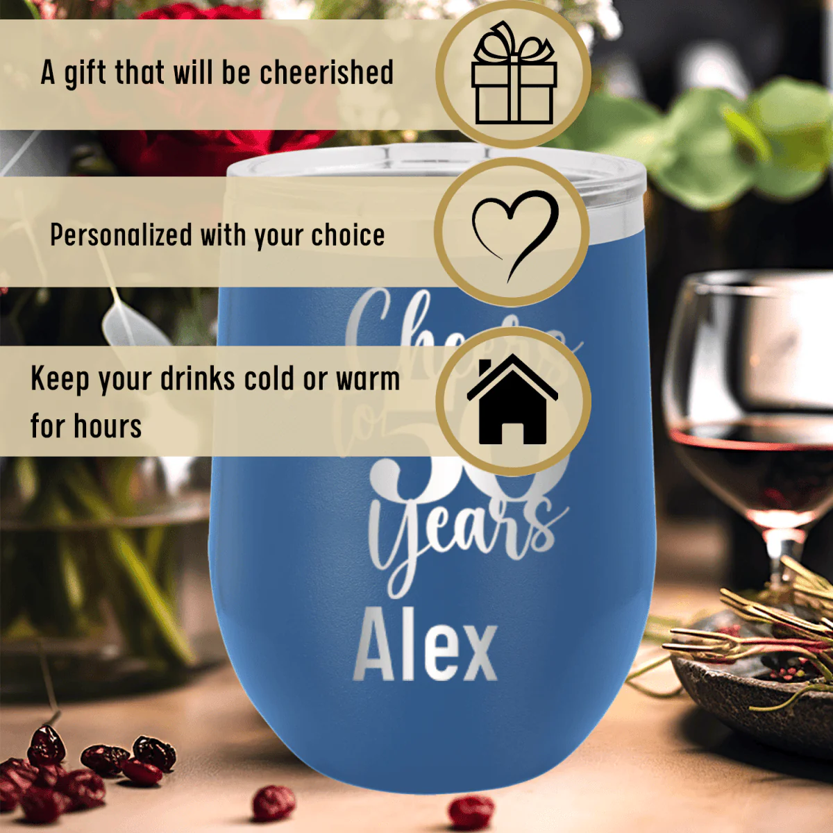 Cheers To Fifty Years Wine Tumbler - Image 4