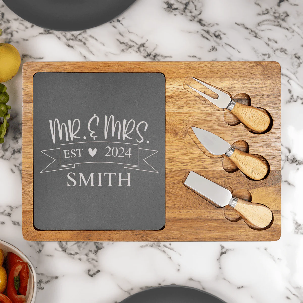 Cherised Memory Banner Wood Slate Serving Tray