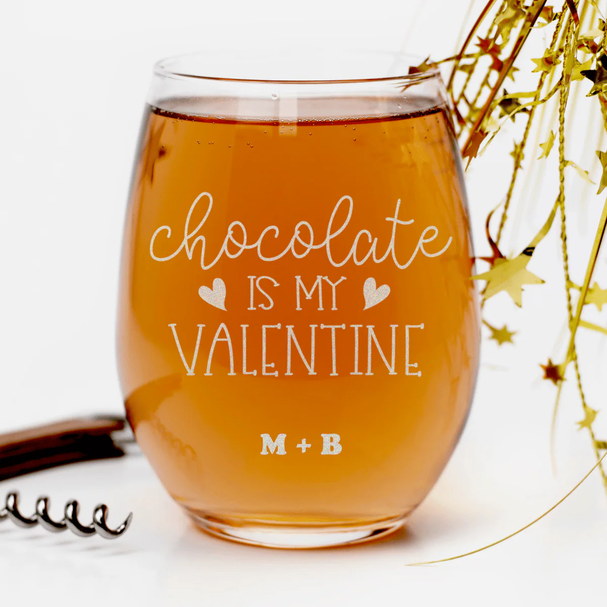 Chocolate Is My Valentine Stemless Wine Glass - Image 2