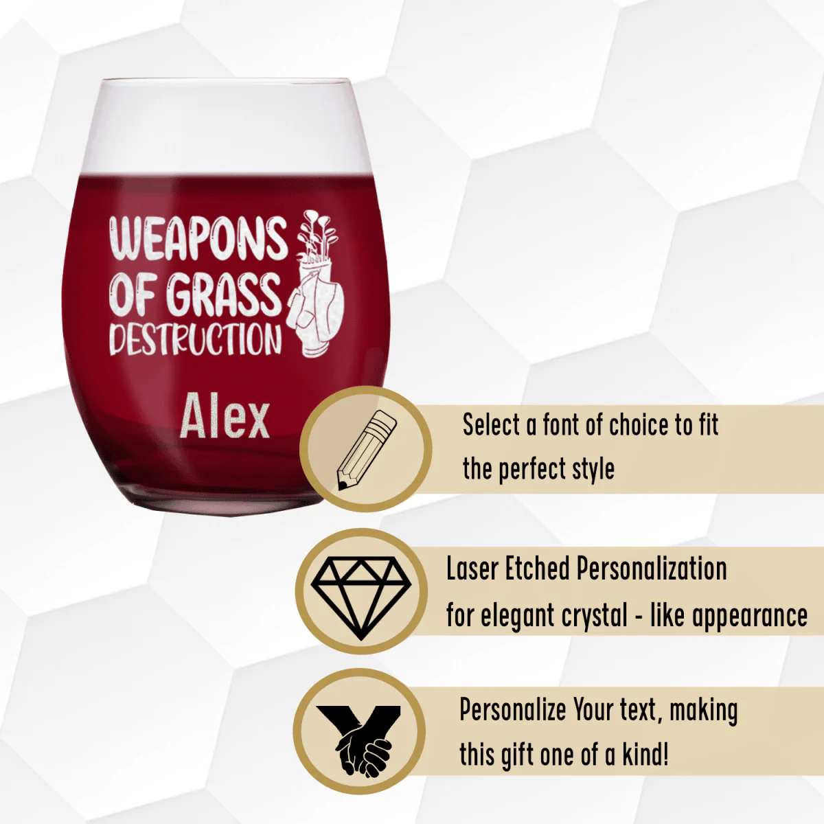 Choose Your Club Stemless Wine Glass - Image 4