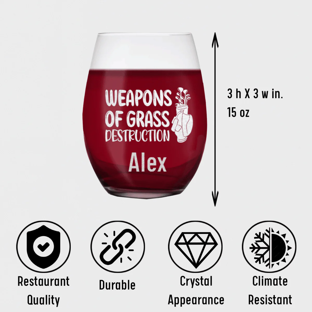 Choose Your Club Stemless Wine Glass - Image 5