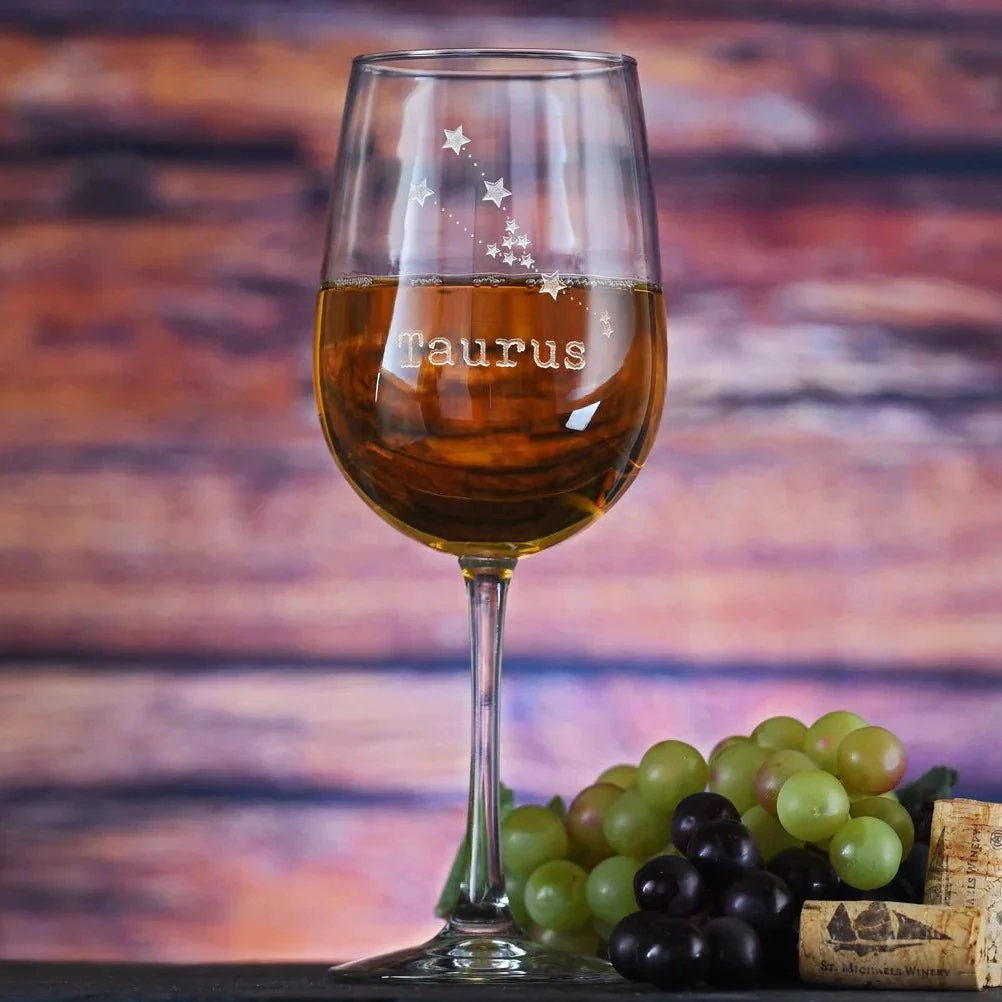 Constellation Zodiac Sign Engraved Wine Glass
