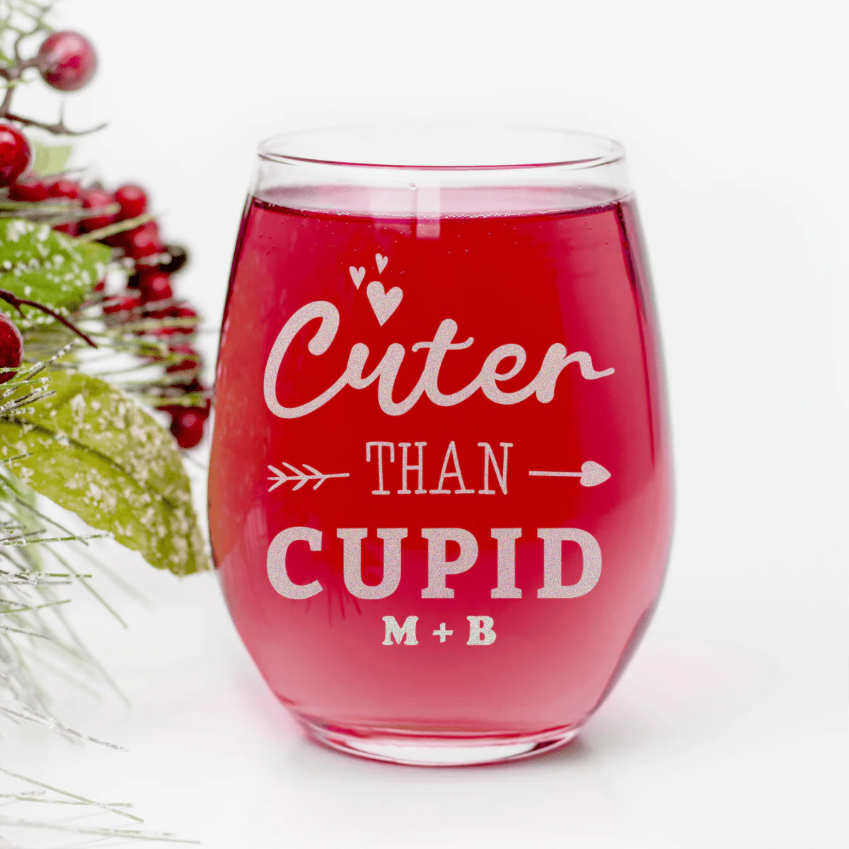 Cuter Than Cupid Stemless Wine Glass - Image 2