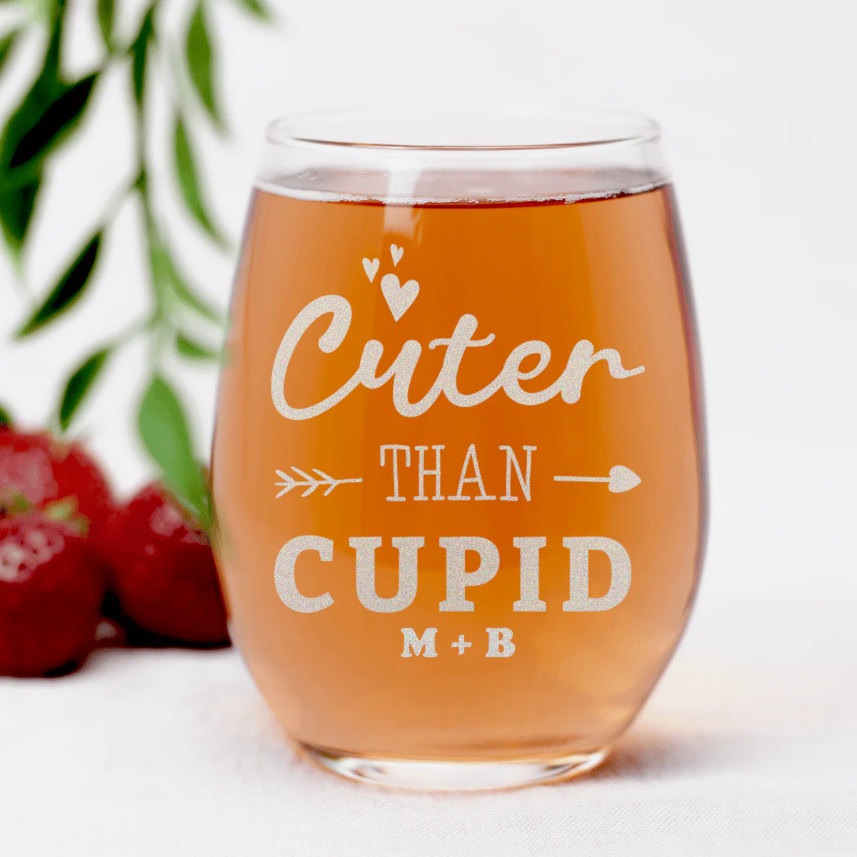 Cuter Than Cupid Stemless Wine Glass - Image 3