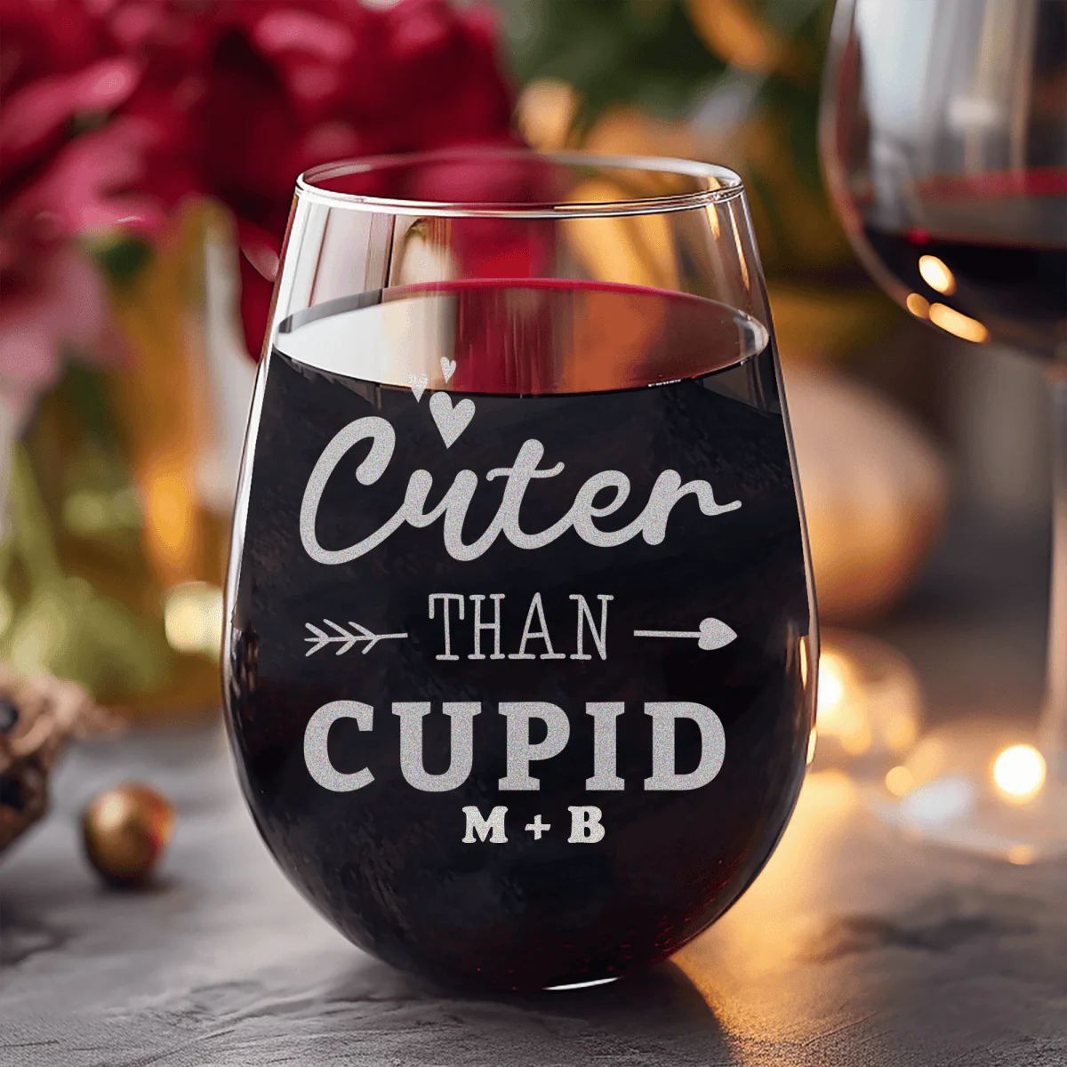 Cuter Than Cupid Stemless Wine Glass - Image 4