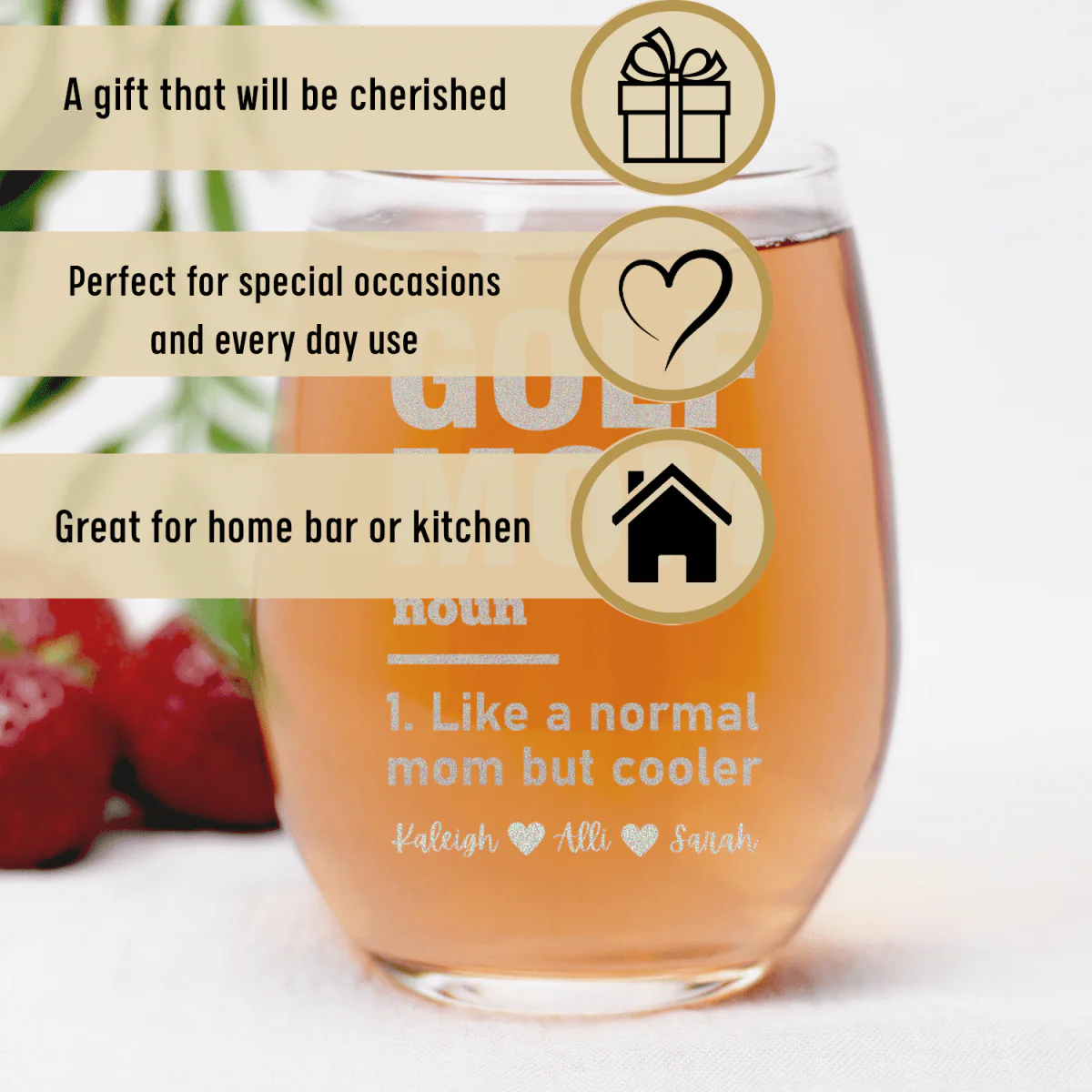 Definition Of A Golf Mom Stemless Wine Glass - Image 3