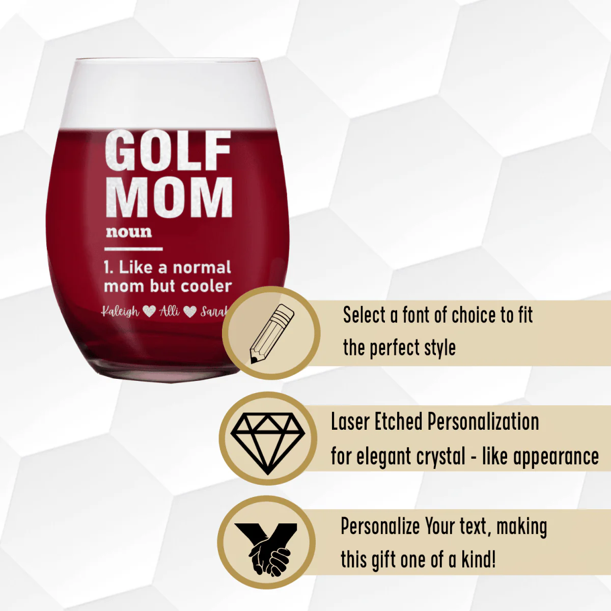 Definition Of A Golf Mom Stemless Wine Glass - Image 4