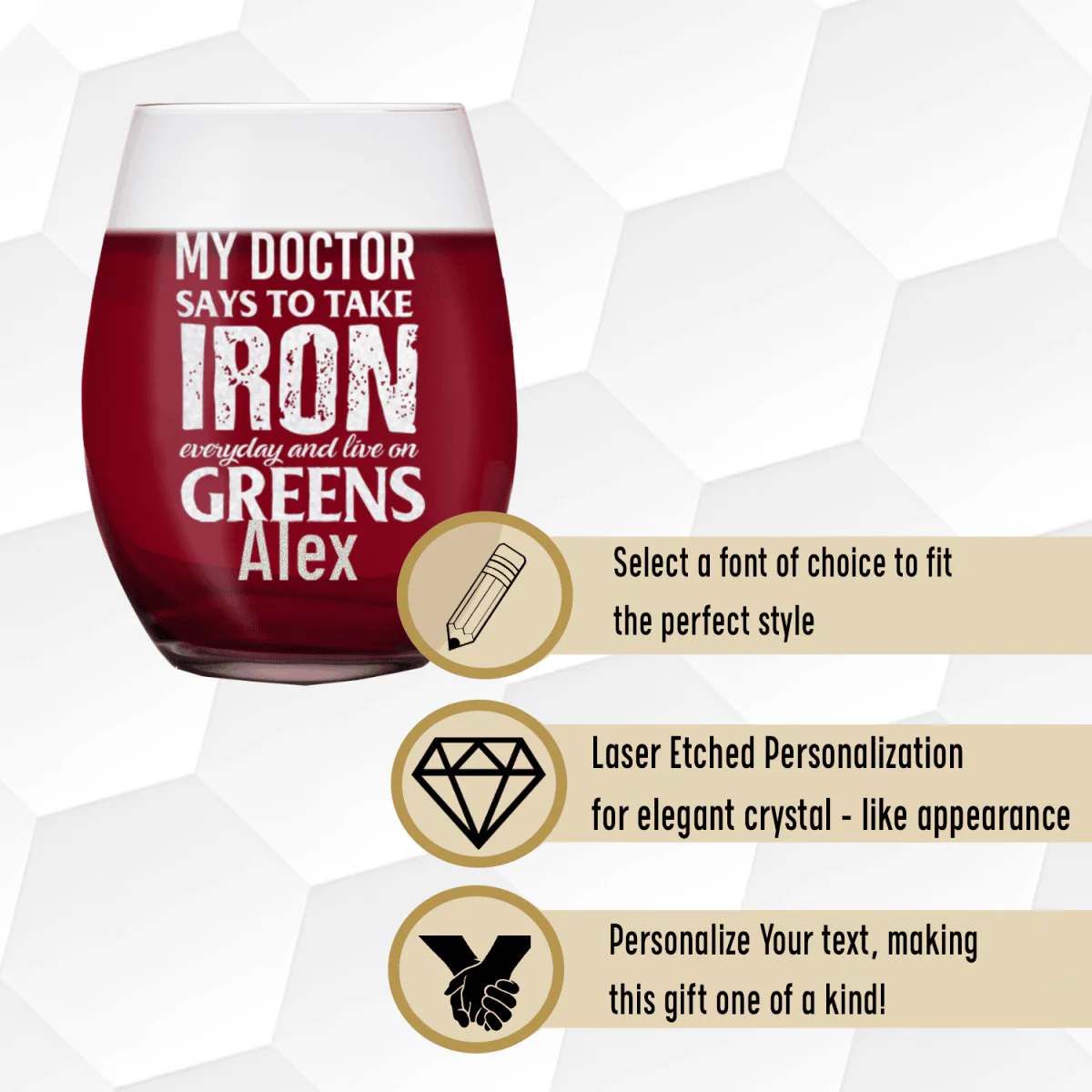 Doctors Orders For Golf Stemless Wine Glass - Image 4