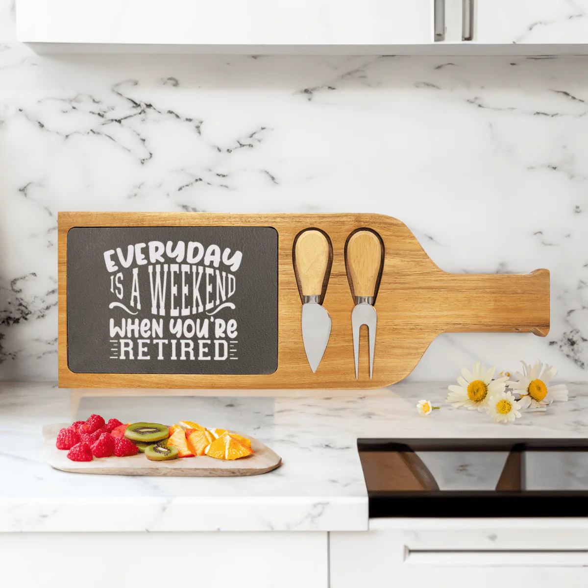 Every Day Is A Weekend Wood Slate Serving Tray With Handle - Image 2