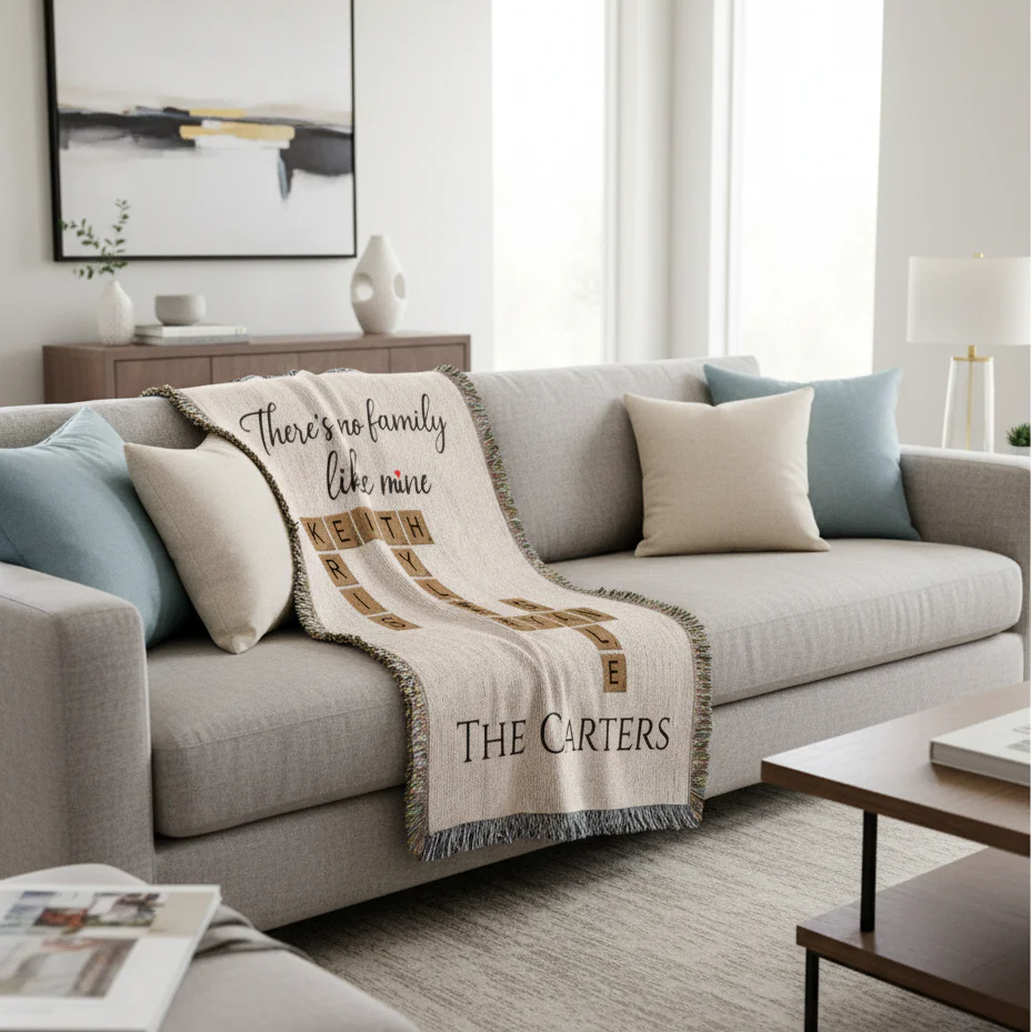 Family Crossword Personalized Woven Blanket - Image 7