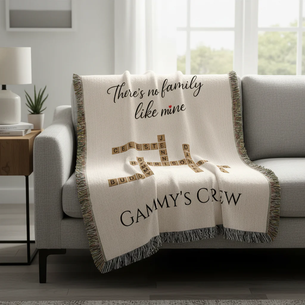 Family Crossword Personalized Woven Blanket - Image 9