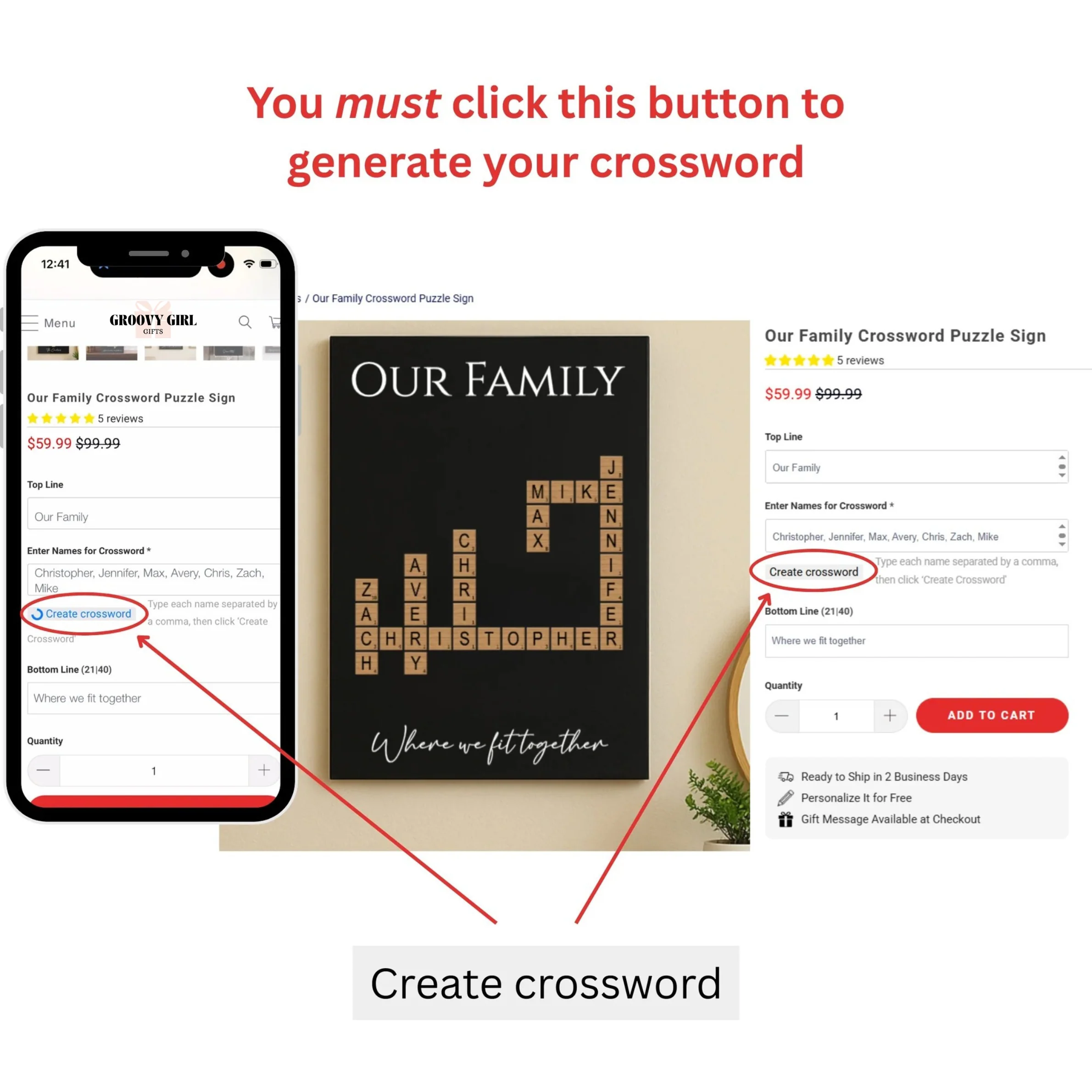 Personalized Family Crossword Wall Sign - Image 7