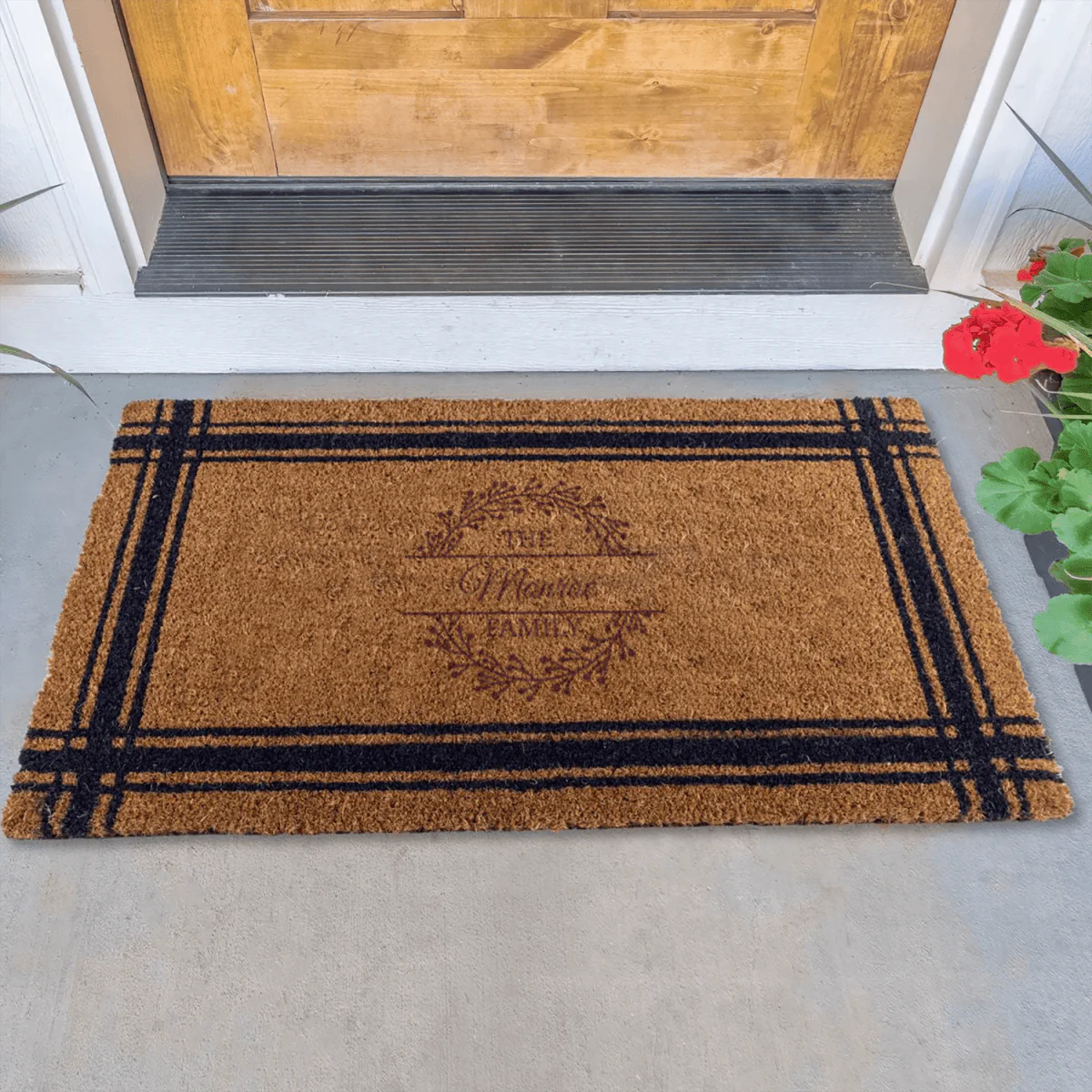 Family Floral Wreath Engraved Door Mat - Image 8