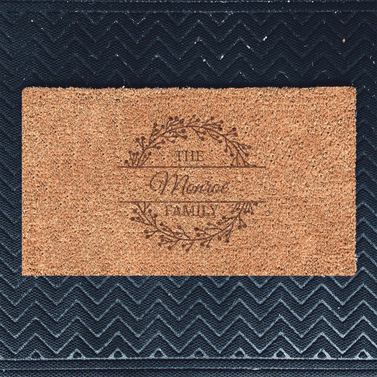 Family Floral Wreath Engraved Door Mat - Image 9