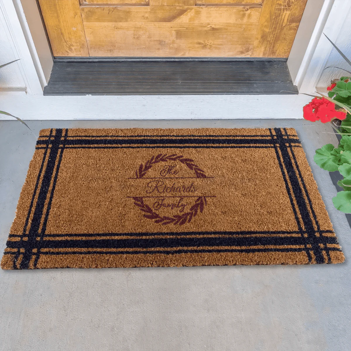 Family Monogram Wreath Engraved Door Mat - Image 8