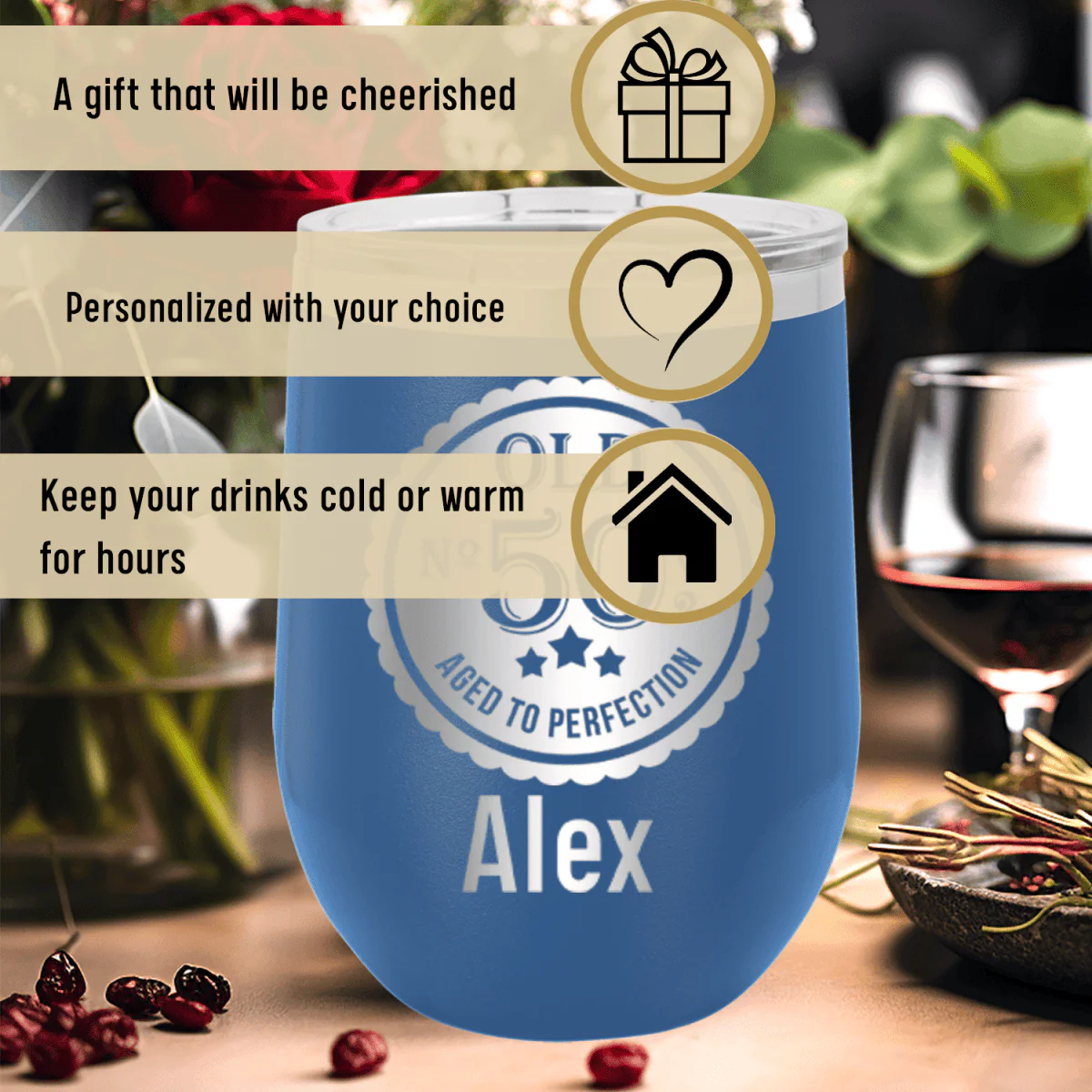 Fifty Aged To Perfection Wine Tumbler - Image 4