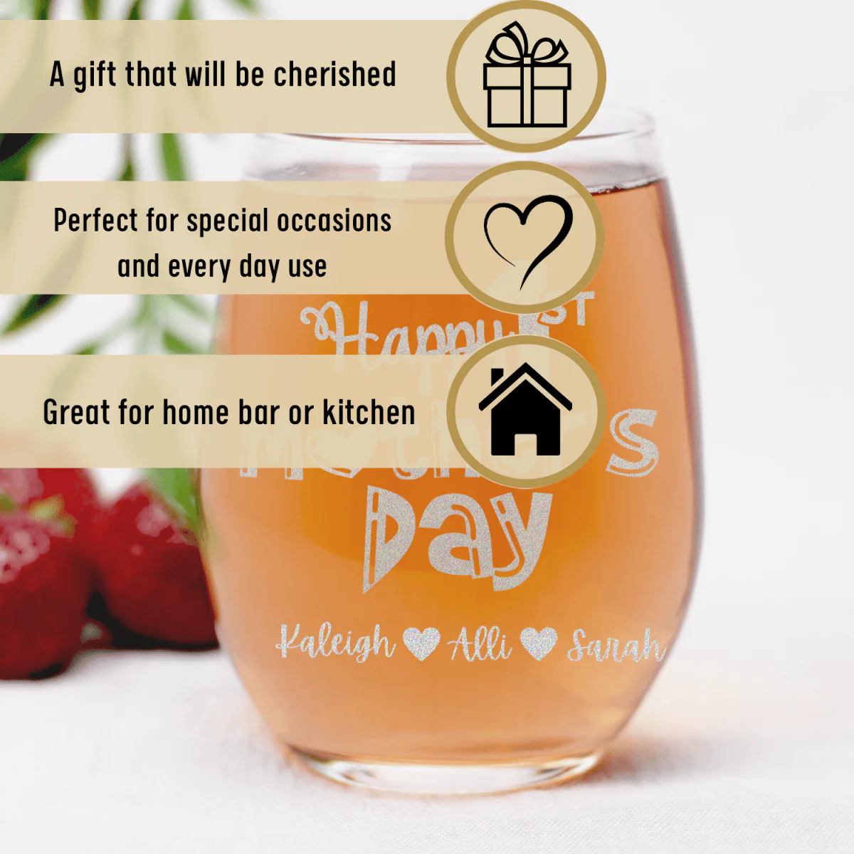 First Mothers Day Stemless Wine Glass - Image 3