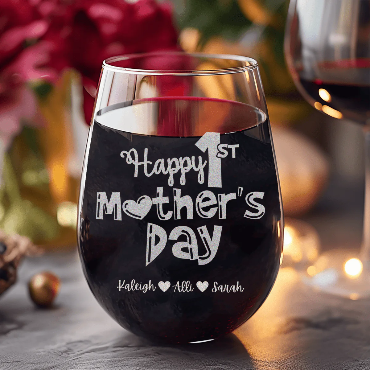 First Mothers Day Stemless Wine Glass - Image 8