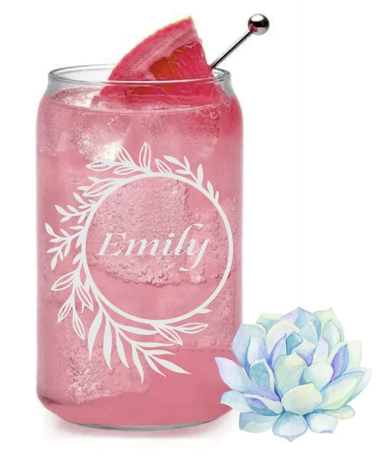 Floral Custom Beer Can Glass - Image 2