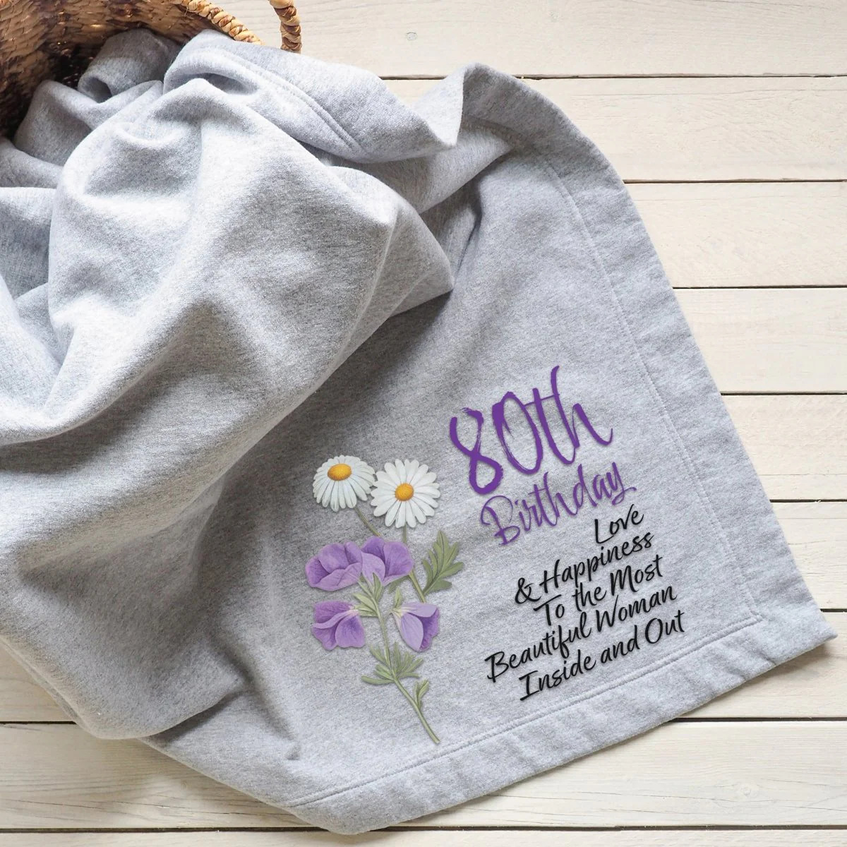 Blossoms Custom Age Birthday Blanket