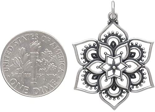 Flower Lotus Mandala Pendant Necklace • Sterling Silver Mandala • Highly Detailed Charm • Sacred Geometry Jewelry • Spiritual Healing Necklace • Meditation Yoga Enlightenment - Image 6