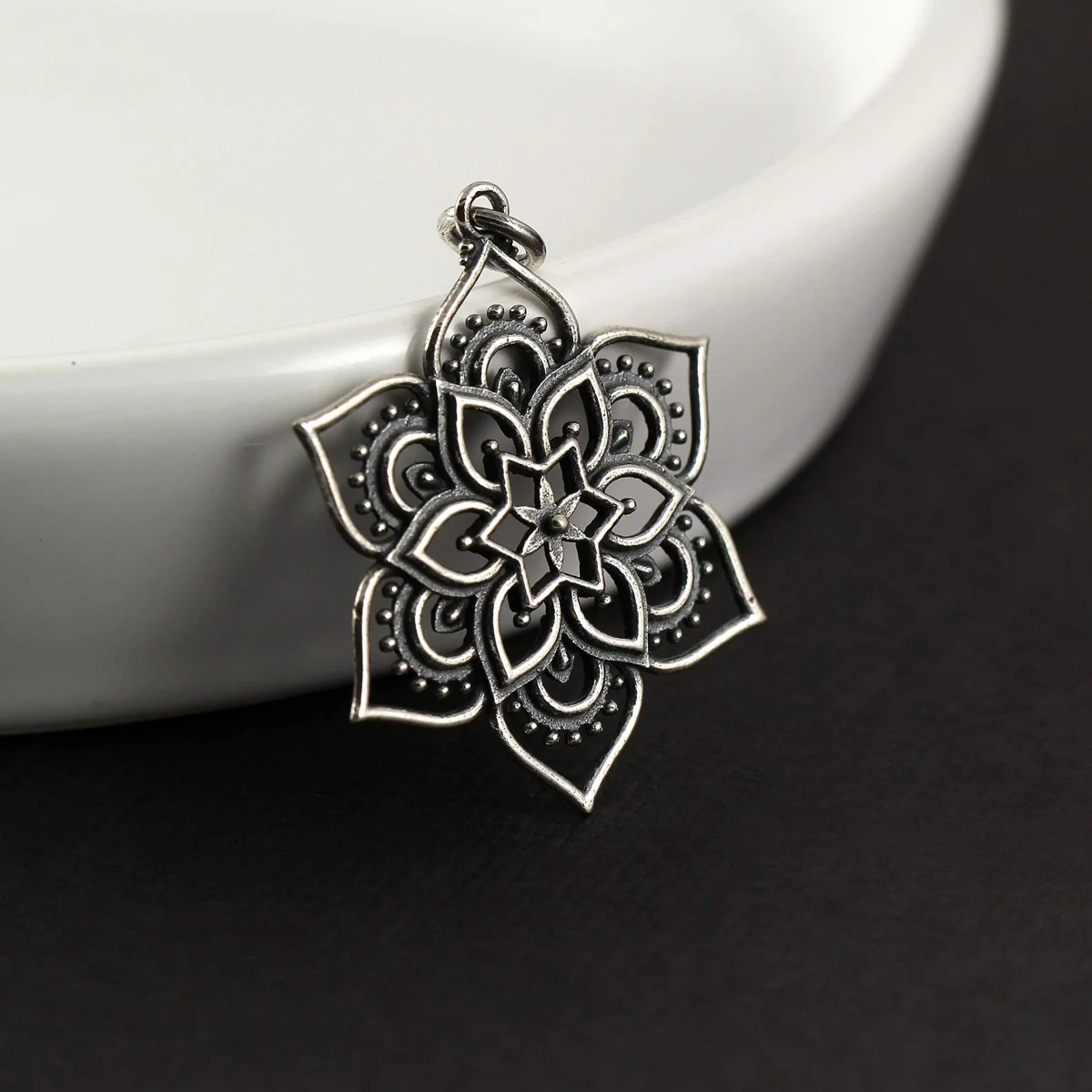 Flower Lotus Mandala Pendant Necklace • Sterling Silver Mandala • Highly Detailed Charm • Sacred Geometry Jewelry • Spiritual Healing Necklace • Meditation Yoga Enlightenment - Image 8