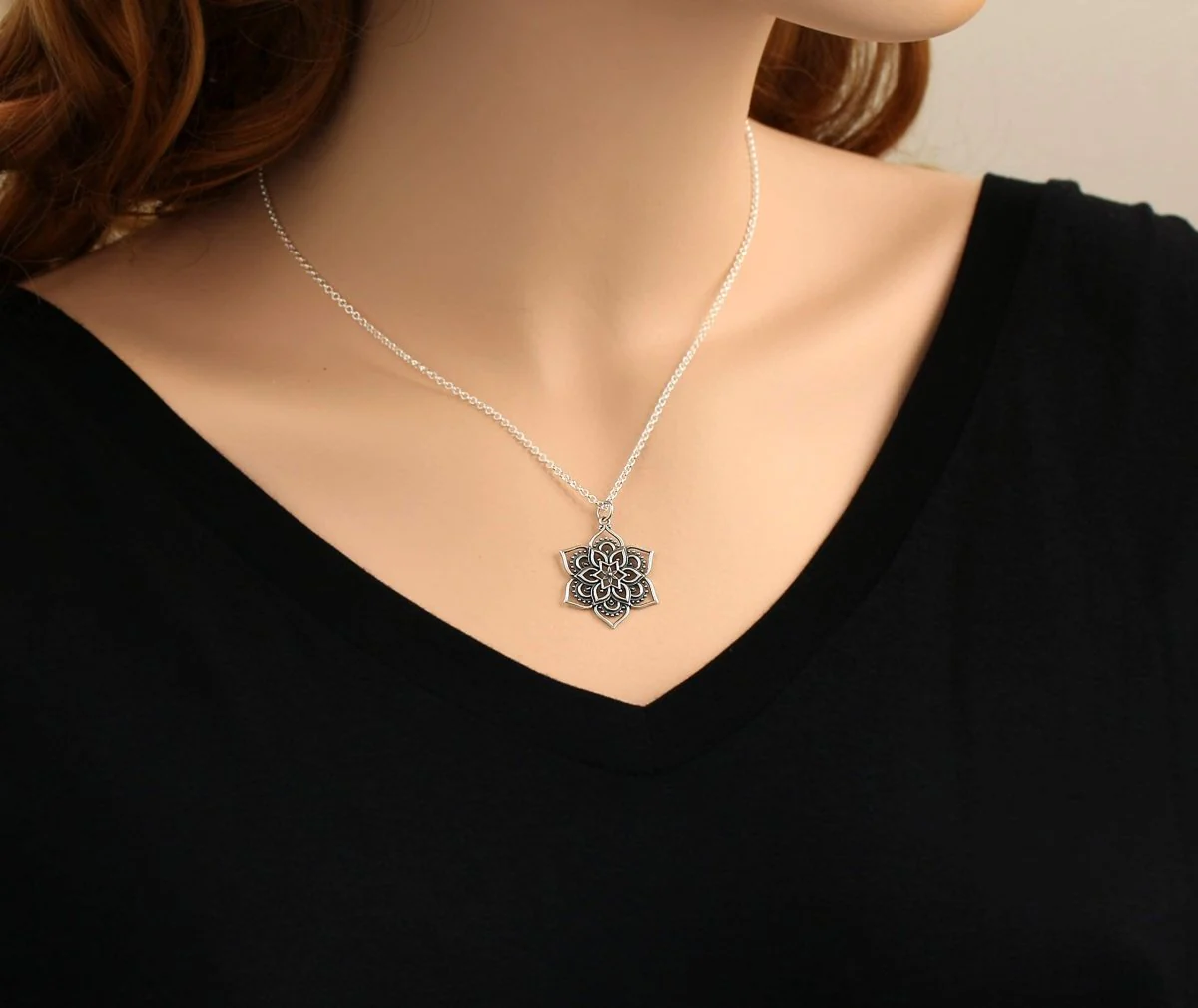 Flower Lotus Mandala Pendant Necklace • Sterling Silver Mandala • Highly Detailed Charm • Sacred Geometry Jewelry • Spiritual Healing Necklace • Meditation Yoga Enlightenment - Image 9