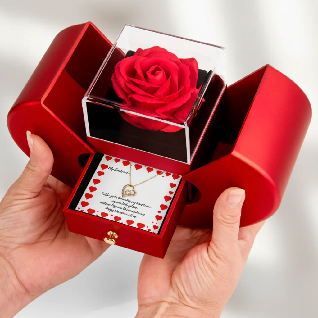 Forever in Love Necklace in Red Rose Heart Box - Image 4