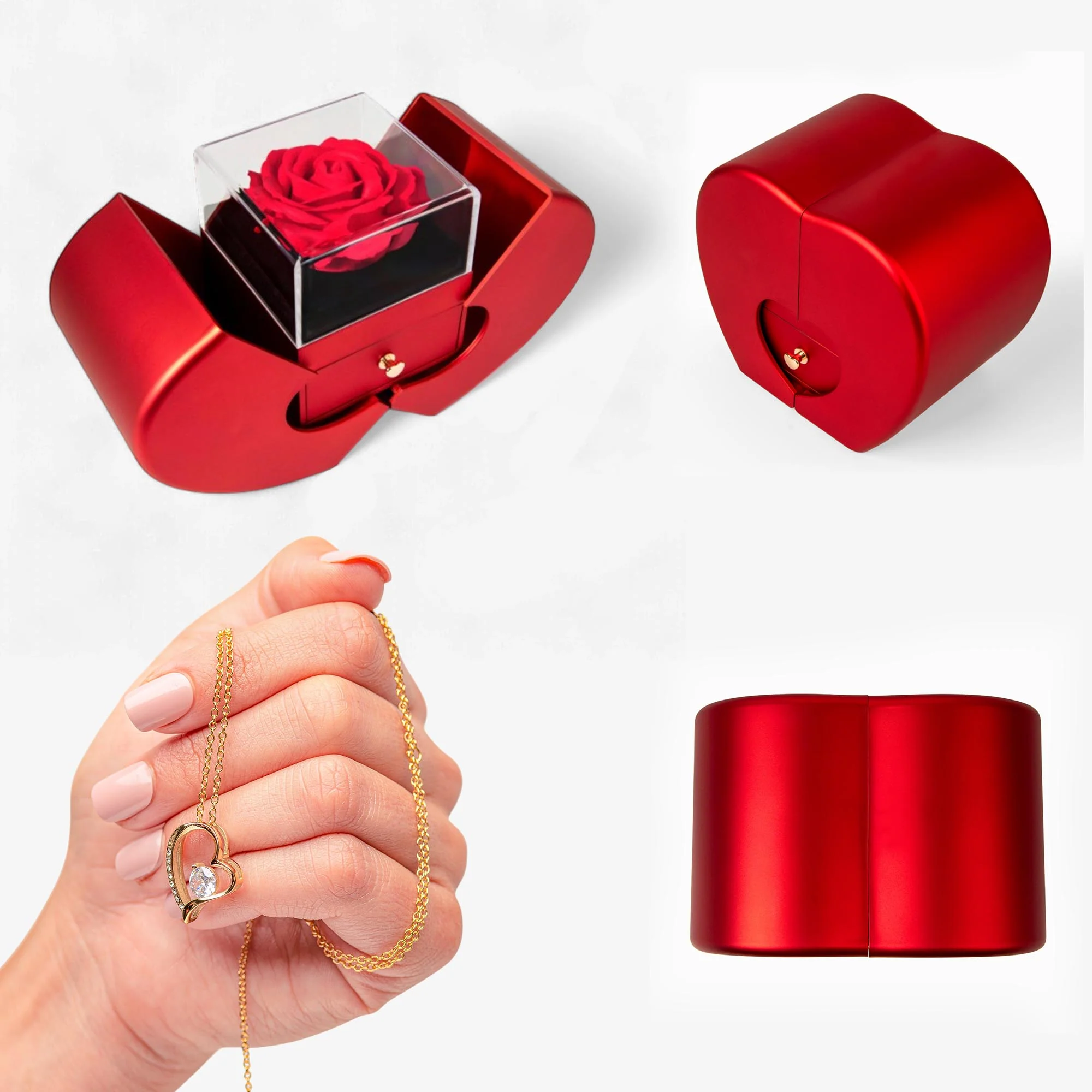 Forever in Love Necklace in Red Rose Heart Box - Image 5