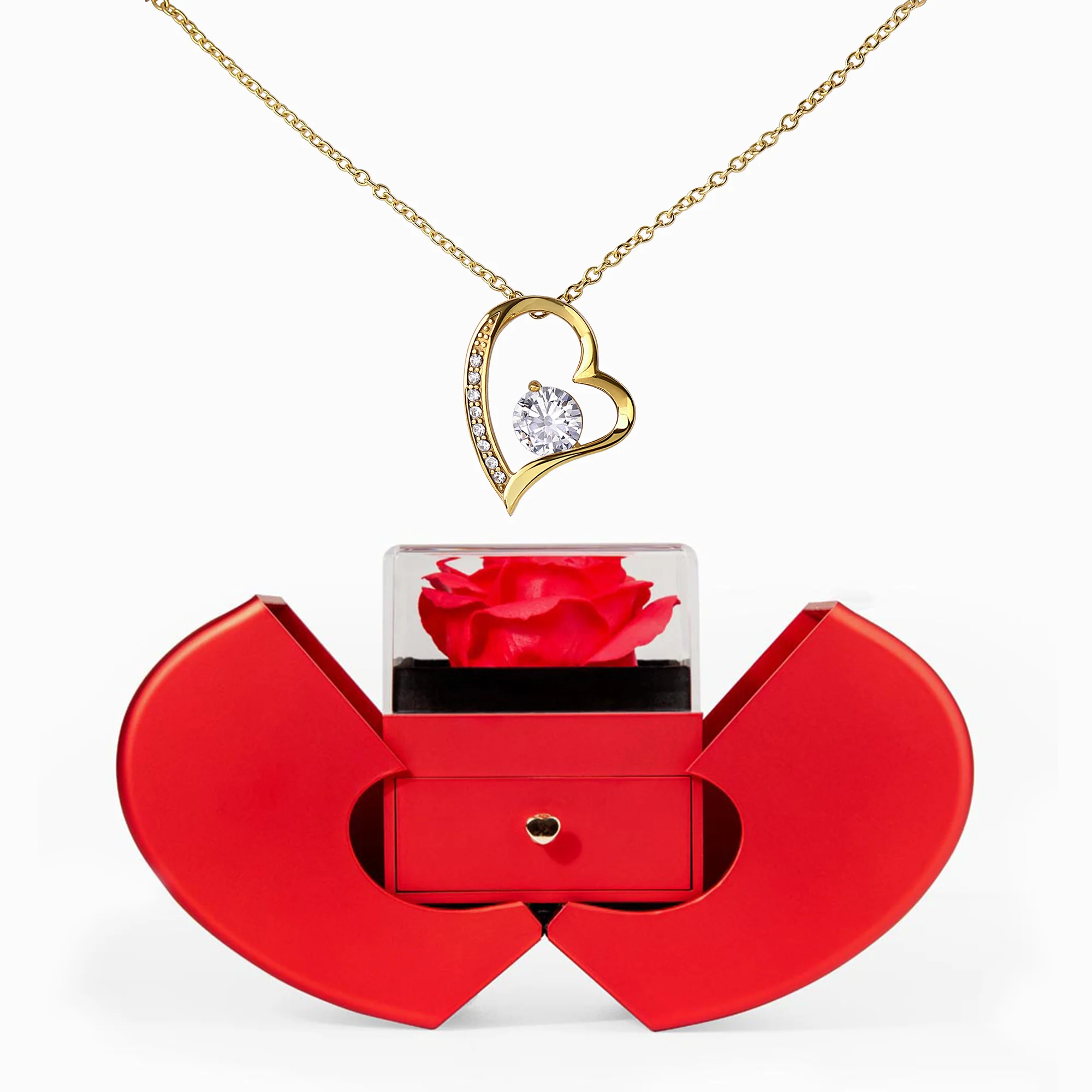 Forever in Love Necklace in Red Rose Heart Box - Image 6