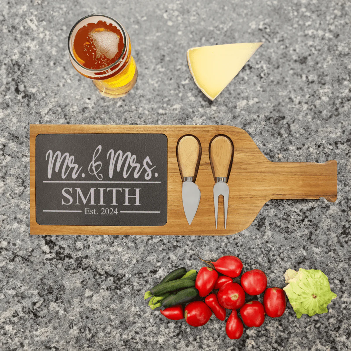 Forever United Arework Wood Slate Serving Tray With Handle