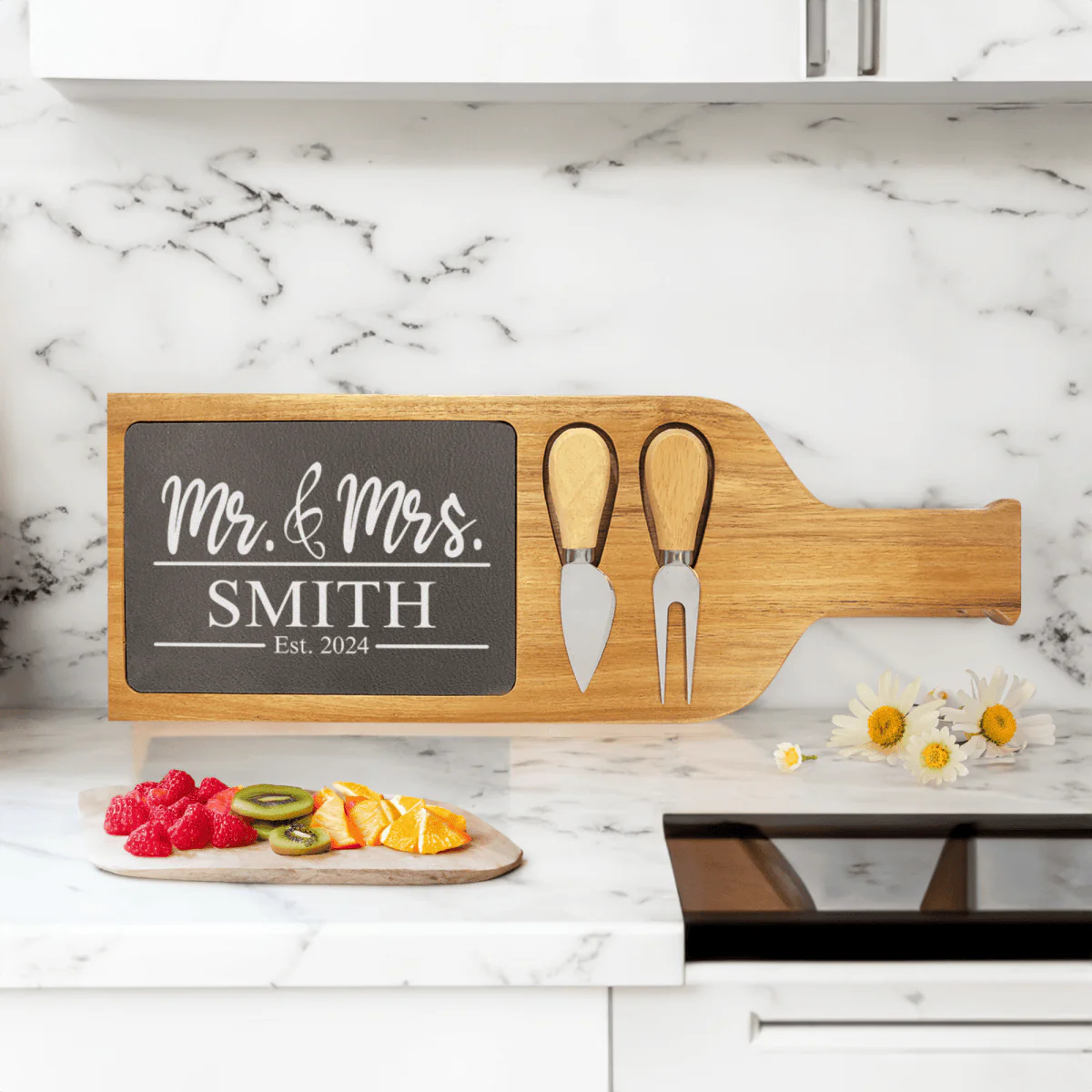 Forever United Arework Wood Slate Serving Tray With Handle - Image 2