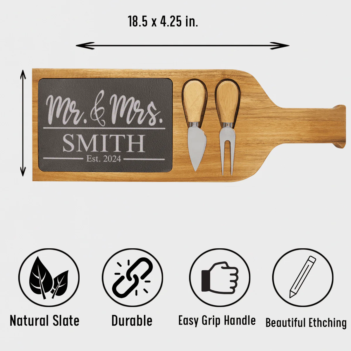 Forever United Arework Wood Slate Serving Tray With Handle - Image 5